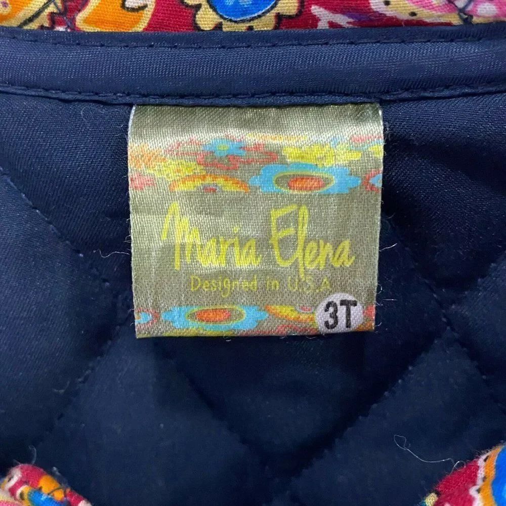 Maria Elena Quilted‎ Jacket Paisley Colorful Pockets Size 3T